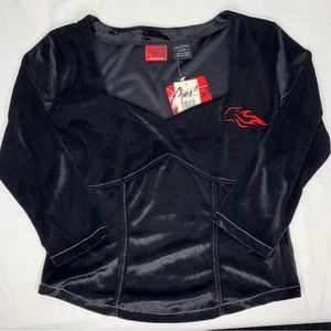 90S DEAD STOCK Johnny blaze black velvet corset crop top